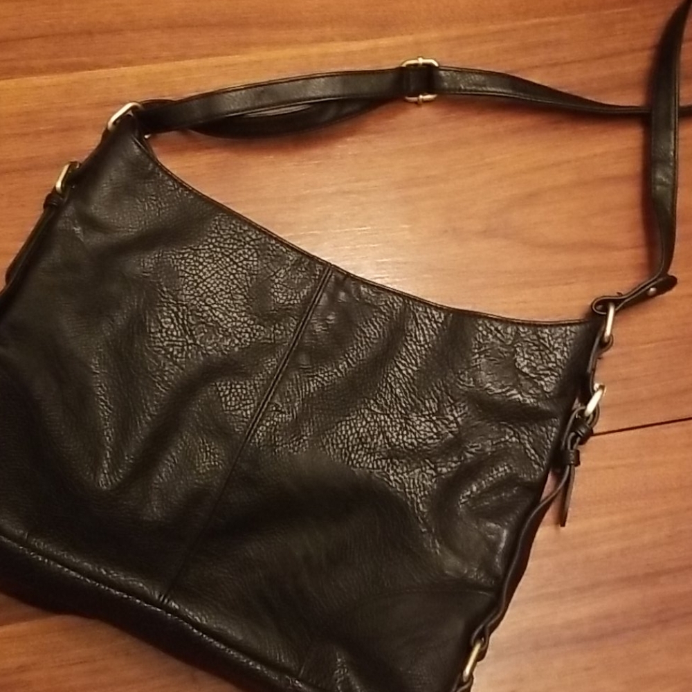 Merona vegan blk leather large hobo purse!